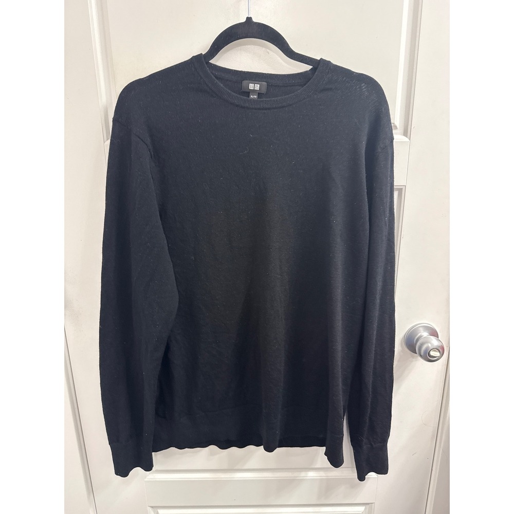 Uniqlo Wool Crewneck Sweater Black XL Lightweight Knit